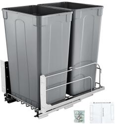 VEVOR Cos de gunoi retractabil VEVOR 50 Qt x2, cu sistem Soft-Close, gri (BB-LM50L02) Cos de gunoi