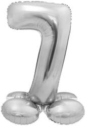  Ezüst 7-es Silver szám fólia lufi talppal 72 cm - pepita - 219 Ft