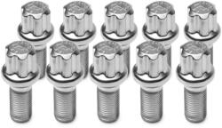 TPI kerékcsavar, 10 db, R13 gömbfejű, 17 mm, virágmintás, M14 × 1, 5, 45 mm, ezüst (7784045(13R)-TPI_10)