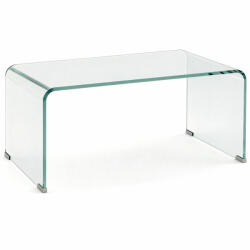 HomCom edzett üveg dohányzóasztal, modern monoblokk modell védőlábbal, 80 x 45 x 35 cm, átlátszó