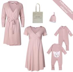  Moniel kórházi szett anyának és babának Newborn Pastel rózsaszín hálóing L-es méret