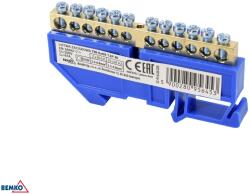 Schelinger moduláris sorkapocs 35 mm DIN-sínre, kék, 63 A, 500 V BM-A18-TBI-6X09-12P-NI (BM-A18-TBI-6X09-12P-NI)