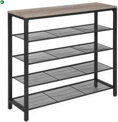 VASAGLE Cipőtároló polc 4 fém hálós polccal, greige 100x30x92cm - fenyobutor24