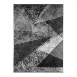 RexCarpet Szőnyeg 200x300 Szürke Fekete Arany Geometrikus Modern Csúszásgátló (PP)