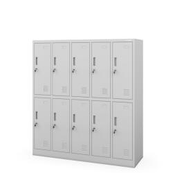 Jan Nowak® Szürke iskolai munkavédelmi szekrény: 10 rekeszes BARTUŚ 1360 × 1500 × 450 mm (2130)