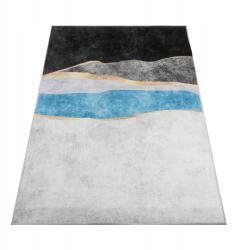 Pani Dywanik Nappali Szőnyeg 160x220CM Szürke Fekete Kék Modern Geometrikus (HOR-N-11-BLU-160x220)