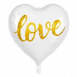  Fólia lufi Fehér Szív Alakú Love Felirattal Arany Felirat