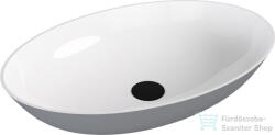 SAPHO BANERA OVAL 60x40 cm-es öntöttmárvány mosdó, fényes fehér/matt szürke 14397_32 (14397_32)