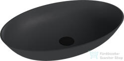 SAPHO BANERA OVAL 60x40 cm-es öntöttmárvány mosdó, matt antracit, 14397_51 (14397_51)