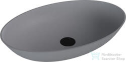 SAPHO BANERA OVAL 60x40 cm-es öntöttmárvány mosdó, matt szürke, 14397_31 (14397_31)