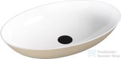 SAPHO BANERA OVAL 60x40 cm-es öntöttmárvány mosdó, fényes fehér/matt bézs 14397_82 (14397_82)