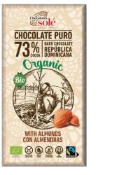 Chocolates Solé - 73%-os bio étcsokoládé mandulával 150 g