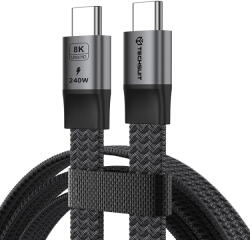 Techsuit Cablu tip C PD240W, Ultra Fast Charge, Data/Video Transfer 8K@60Hz, 40Gbps, 1m - Tecshuit ElysiumSync Pro (CX1) - Gray (KF2364908) - pcone