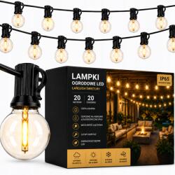Savineo Kerti Fényfüzér Vízálló 20x Led Izzók Lámpák Lánc 20M (GIRLANDA ZEWNĘTRZNA NA BALKON TARAS PRZEWÓD)
