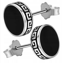  Ezüst fekete karika fülbevaló 8 mm hamis alagút férfi női kerek punk (Kolczyki unisex fake tunel srebrne 8 mm)