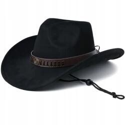  Cowboy kalap a'la velúr fekete cowboy jelmez 50-57 cm (610036029779)