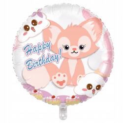  Fólia lufi Happy Birthday Rókával és Muffinokkal Születésnapi Dekoráció