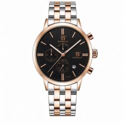 OUBELS Ceas barbatesc Quartz, BUSINESS Steel Cronograf, Data, Zi a saptamanii Ceas