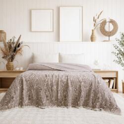 Saheser® Cuvertura muselina 220x240cm Victoria Bej cu model floral, Saheser Home
