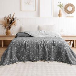 Saheser® Cuvertura muselina 220x240cm Victoria Gri cu model floral, Saheser Home