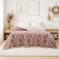 Saheser® Cuvertura muselina 220x240cm Victoria Roz inchis cu model floral, Saheser Home