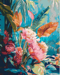 Figured Art Set pictura pe numere, cu sasiu, Flori de jungla, 40x50 cm (FA10634-Y)