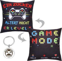 Livdouyu gamer dekorációs párnahuzat 3 zsebbel és kulcstartóval - 45x45 cm