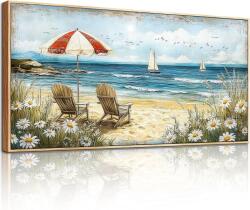 hyidecorart Virág és strand vászonkép kerettel - 50x100 cm