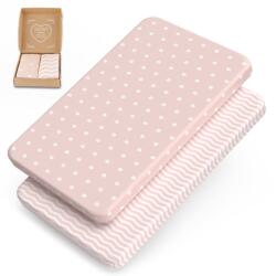 mimaDu Prémium pamut Oeko-Tex extra puha bébi ágybetét lepedő szett 2 db 90x55 cm rózsaszín méret 90x50 90x45 89x49 guruló és babaágyhoz