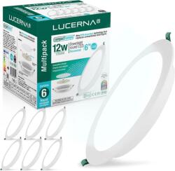 LUCERNA Süllyeszthető LED Mennyezeti Lámpa 12W - Hideg Fehér 6500K Kerek Spotlámpa - 1350 Lumen - 140-150mm Beépíthető Downlight - 6 darabos