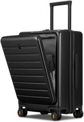 LEVEL8 Carry On kemény bőrönd laptop rekesszel, TSA zár, 4 kerék - 55 cm, fekete