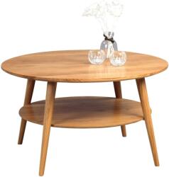 M2 Kollektion Stella 247222 kerek dohányzóasztal vad tölgy tömör olajozott fa 80 cm átmérő 45 cm magas (247222)