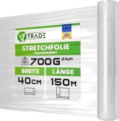 V1 Trade átlátszó nyújtható csomagolófólia tekercs - 40 cm x 100 m, 23 mikron