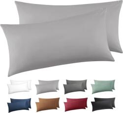 BEDSURE Párnahuzat 40x80 cm - 100% Pamut Cipzáras Díszpárna Huzat, Légáteresztő, Puha, Tartós, Világosszürke, Oeko-Tex Tanúsítvánnyal