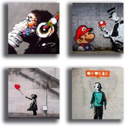 Printerland Banksy vászonkép szett - 4 db, 30x30 cm