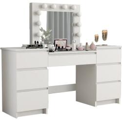 Artool Masa de toaleta pentru machiaj Silvia, alba, cu oglinda si 12 LED-uri (231090)