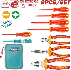 TOTAL Set scule izolate pentru electricieni TOTAL, 9 piese, 1000V (THKIST3092) Surubelnita