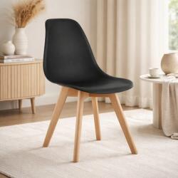 ARTOOL Scaun pentru bucatarie si living Artool Kito, negru, cu picioare din lemn natur (3694_1)