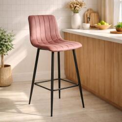 ARTOOL Scaun de bar Artool Pozza, catifea roz, picioare metal negru, 43x35x104 cm (3861_1)