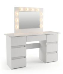 Artool Masa de machiaj Vanessa Old cu oglinda si 12 LED-uri, alb lucios (139403)