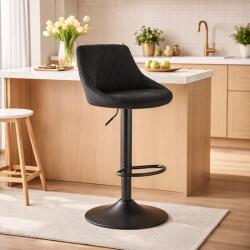ARTOOL Scaun de bar Artool Kast, rotativ, catifea neagra, metal, reglabil (3438_1)