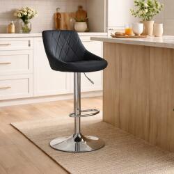 ARTOOL Scaun bar rotativ Kast, catifea neagra, reglabil, picior metal argintiu (3434_1)