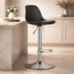 ARTOOL Scaun de bar rotativ Artool Hoga, reglabil, negru, picior metalic argintiu (3774_1)