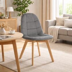 ARTOOL Scaun pentru bucatarie si living Artool Bora, catifea gri inchis, lemn natur (3755_1)