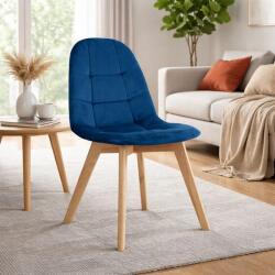 ARTOOL Scaun Bora pentru bucatarie si living, catifea albastra, picioare lemn natur (3758_1)