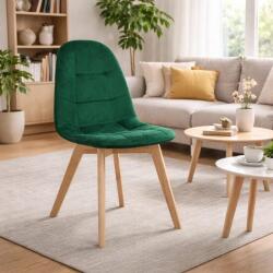 ARTOOL Scaun Bora pentru bucatarie si living, catifea verde, picioare din lemn natur (3757_1)