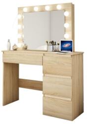 Artool Masa de toaleta pentru machiaj Irina, stejar, cu oglinda si LED, 94x43x141 cm (107464)