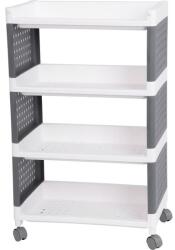Magic home Raft mobil din plastic MagicHome cu 4 polite si roti, gri-alb, 49x29x75.5 cm (2212845) Comoda