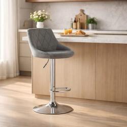 ARTOOL Scaun de bar rotativ Artool Kast, catifea gri, picior metalic argintiu (3435_1)
