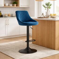 ARTOOL Scaun de bar rotativ Artool Kast, catifea bleumarin, reglabil, negru (3439_1)